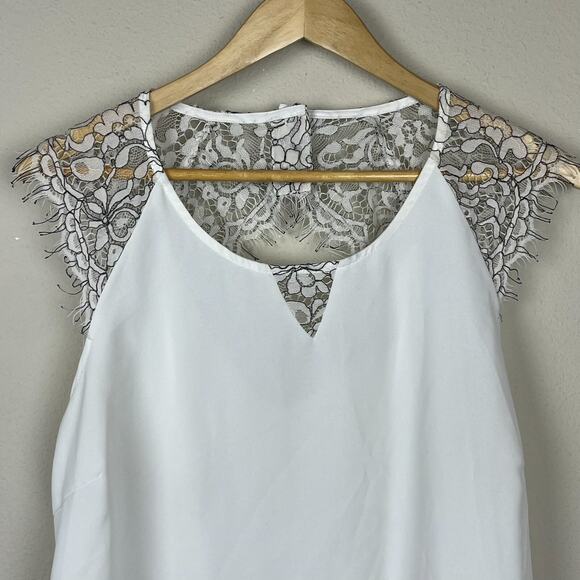 41 Hawthorn XL White Black Lace Sleeveless Top Fairy‎ Soft Girl Cottagecore - Picture 2 of 7